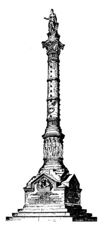 Monument at Yorktown,the base of British General Charles Cornwallis ,vintage line drawing or engraving illustrationのイラスト素材