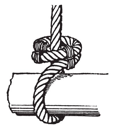 Outside Clench is a type of knot used to fasten large ropes, vintage line drawing or engraving illustration.のイラスト素材