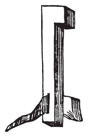 Linchpin used to prevent the wheel of a carriage from sliding off the axle tree, vintage line drawing or engraving illustration.のイラスト素材
