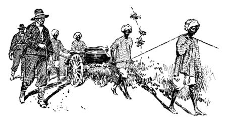 This illustration represents British Indian Soup Kettles, vintage line drawing or engraving illustration.のイラスト素材