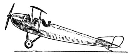 Aeroplane High Tail Slow Landing Design with a high tail, vintage line drawing or engraving illustration.のイラスト素材
