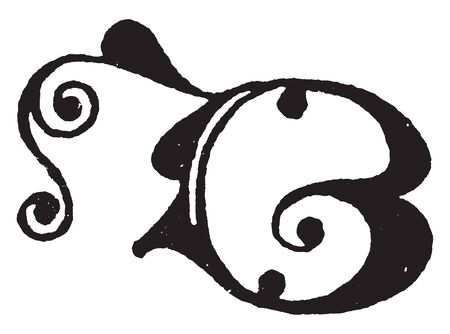 Letter B in Gothic uncial, vintage line drawing or engraving illustrationのイラスト素材