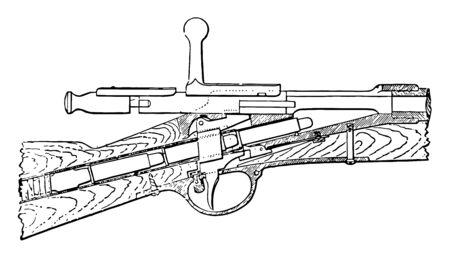 Hotchkiss Gun can refer to different products of the Hotchkiss arms company starting in the late 19th century, vintage line drawing or engraving illustration.のイラスト素材