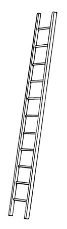 Illustration of the staircase is not vertical on the floor, if it is installed on the floor and leans any building, and then it will be a triangle, vintage line drawing or engraving illustration.のイラスト素材