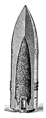 Armor Piercing Shells are projectiles so constructed as to bore through the metallic plates with which modern ships of war are coated, vintage line drawing or engraving illustration.のイラスト素材