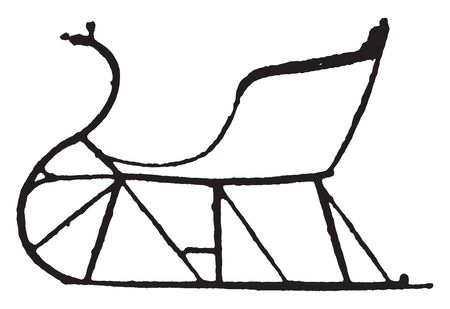 Portland Cutter is an American name for a light sleigh with a single seat board, vintage line drawing or engraving illustration.のイラスト素材