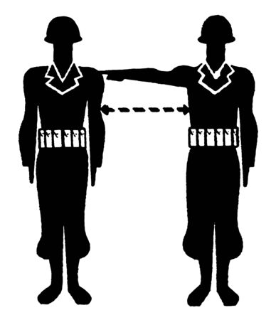 This image represents Military Interval Measurement, vintage line drawing or engraving illustration.のイラスト素材