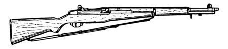 M1 Garand Rifle was the first semi automatic rifle to be generally issued to the infantry of any nation, vintage line drawing or engraving illustration.のイラスト素材