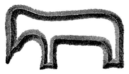 Big Elephant Mound, Wisconsin measures 135 feet in length vintage line drawing.のイラスト素材