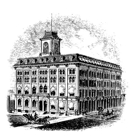 State house is the lower house of the Georgia , historically significant building vintage line drawing.のイラスト素材
