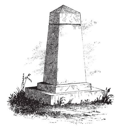 Treaty Monument stands on the spot where the celebrated Treaty Tree stood,vintage line drawing or engraving illustrationのイラスト素材