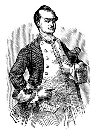 Peter Schuyler, 1657-1724, he was the first mayor of Albany, New York, and governor of the province of New York, vintage line drawing or engraving illustrationのイラスト素材