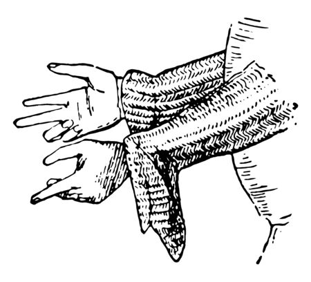 Gauntlet of Mail forming part of the hauberk, vintage line drawing or engraving illustration.のイラスト素材