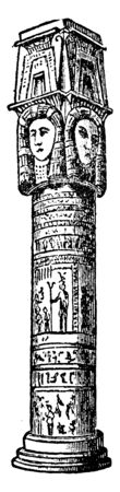 Hathor's Column, Goddess, hathor, Milky Way, mythological, vintage line drawing or engraving illustration.のイラスト素材