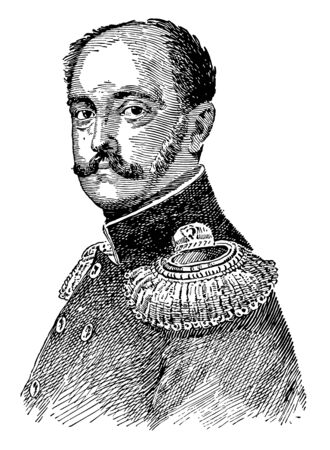 Nicholas I, 1796-1855, he was the emperor of Russia from 1825 to 1855, vintage line drawing or engraving illustrationのイラスト素材