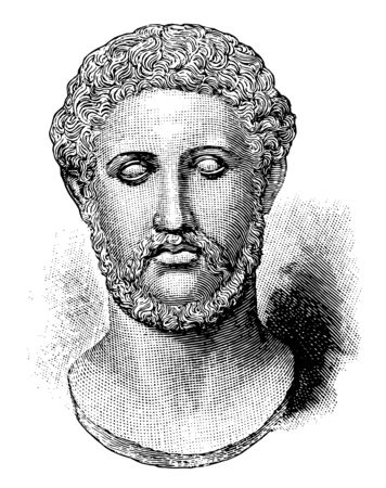 Alcibiades,  c. 450404 BC , he was a general and prominent Athenian statesman, one of the political leaders in Athens during the Peloponnesian war, vintage line drawing or engraving illustrationのイラスト素材