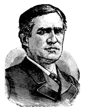 Thomas F. Bayard, 1828-1898, he was an American lawyer, politician, and diplomat who served as U.S. senator from Delaware, vintage line drawing or engraving illustrationのイラスト素材