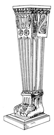Antique Table Support Trapezophoron is the ornamentation on the leg, usually of marble, the top itself was of wood or stone, vintage line drawing or engraving illustration.のイラスト素材