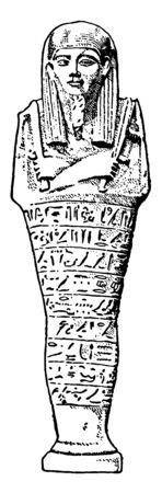 In this image a statue is depiction of the mummy, vintage line drawing or engraving illustration.のイラスト素材