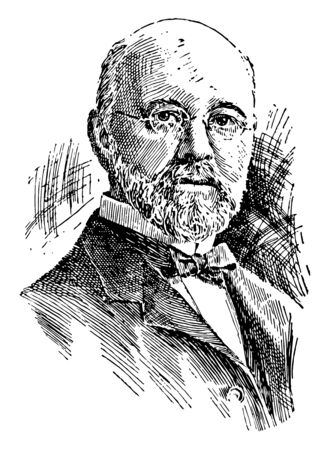 Ira Remsen, he was an American chemist and educator, vintage line drawing or engraving illustrationのイラスト素材