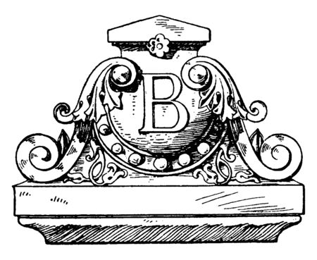 Modern French Akroter was designed by Architect Renaud, Gable, Modern, ornamental, renaud, Terracotta, vintage line drawing or engraving illustration.のイラスト素材