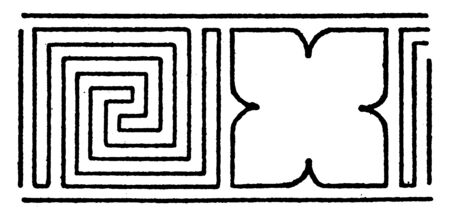 Missing Fret Band is a pattern, that interrupts the repetitive pattern, vintage line drawing or engraving.のイラスト素材