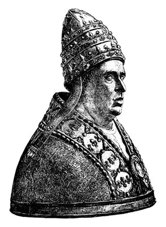 Alexander VI, 1431-1503, he was a pope of Renaissance from 1492 to 1503, vintage line drawing or engraving illustrationのイラスト素材