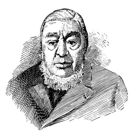 Paul Kruger, 1825-1904, he was the president of the South African republic from 1883 to 1900, vintage line drawing or engraving illustrationのイラスト素材