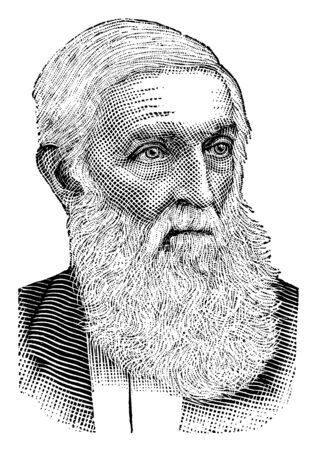 George Bancroft, 1800-1891, he was an American historian and statesman, famous for his history of the United States, vintage line drawing or engraving illustrationのイラスト素材