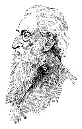 William Booth, 1829-1912, he was a British Methodist preacher, founder of the salvation army, first general of the salvation army, vintage line drawing or engraving illustrationのイラスト素材