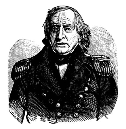 Charles Stewart, 1778-1869, he was an officer in the United States navy, vintage line drawing or engraving illustrationのイラスト素材