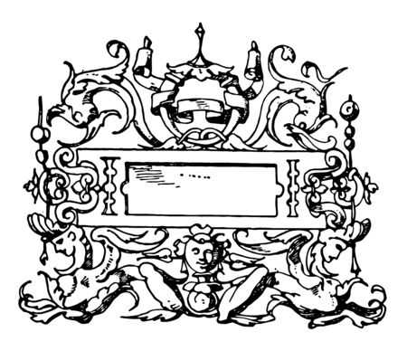 Italian Renaissance Architectural Frame was an oblong shape, vintage line drawing or engraving illustration.のイラスト素材