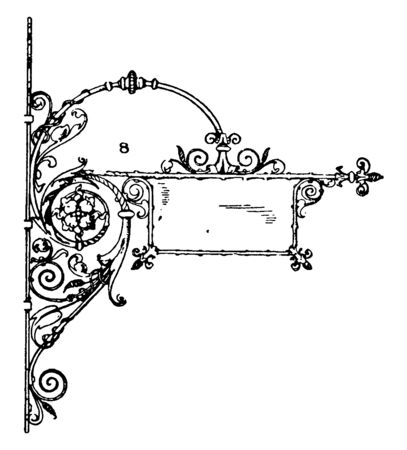 Wrought-Iron Bracket is a modern style sign iron Accents, including custom brackets, vintage line drawing or engraving illustration.のイラスト素材