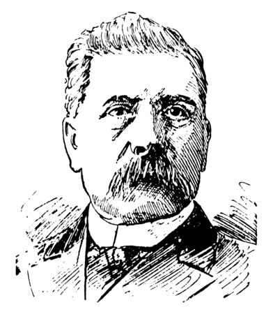 Porfirio Diaz, 1830-1915, he was a Mexican general, politician, and president of Mexico, vintage line drawing or engraving illustrationのイラスト素材
