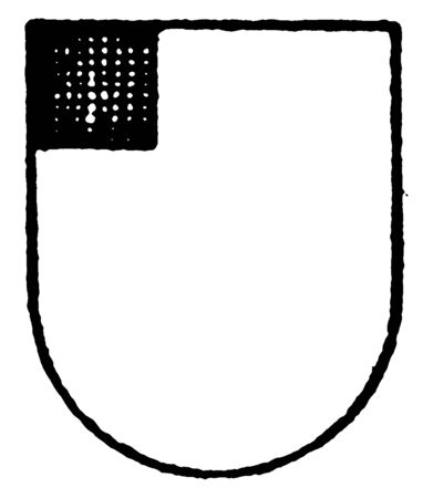 Argent Ordinary has a canton corner sable black, vintage line drawing or engraving illustration.のイラスト素材