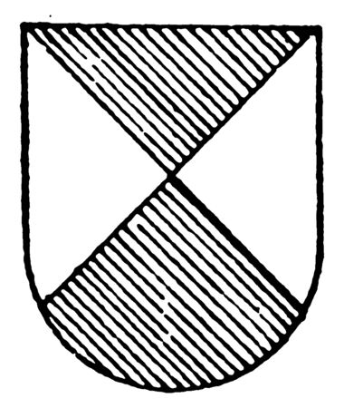 Per Saltire Ordinary is in vert and argent colors, vintage line drawing or engraving illustration.のイラスト素材