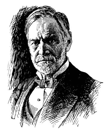 John Sherman, 1823-1900, he was an American politician, United States of senator from Ohio, and United states secretary of state, vintage line drawing or engraving illustrationのイラスト素材