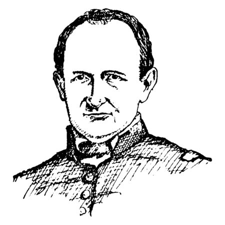 James S. Calhoun, 1802-1852, he was the first governor of New Mexico territory from 1851 to 1852, vintage line drawing or engraving illustrationのイラスト素材