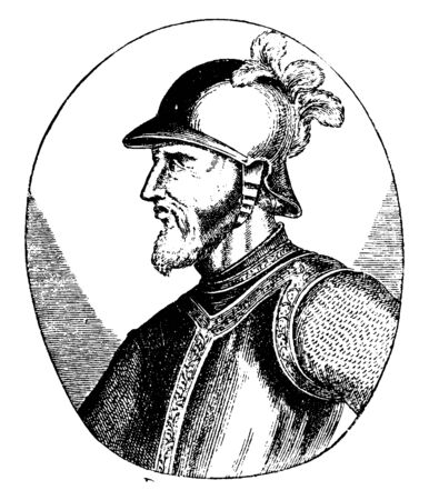 Bartholomew Columbus, c. 1461-1515, he was an Italian explorer from Genoa, vintage line drawing or engraving illustrationのイラスト素材