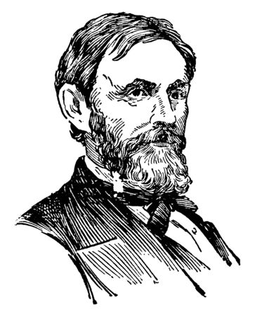 Jefferson C. Davis, 1828-1879, he was a officer of the United States Army during the American civil war and first commander of the department of Alaska, vintage line drawing or engraving illustrationのイラスト素材