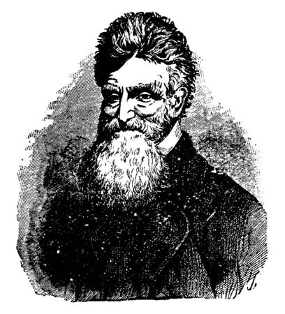 John Brown, 1800-1859, he was an American abolitionist, he led a raid on the federal armoury at Harpers Ferry to start a liberation movement in 1858, vintage line drawing or engraving illustrationのイラスト素材