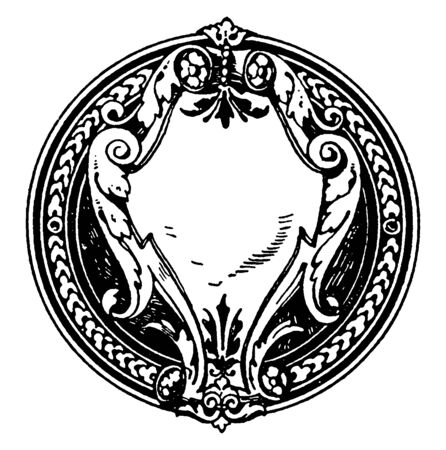 Modern Strap-Work Frame is a very antic pattern, vintage line drawing or engraving illustration.のイラスト素材