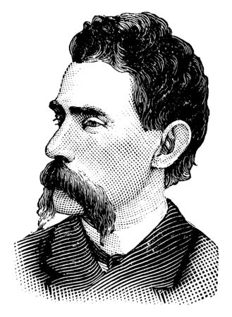 T. B. Barry, he was prominent among the knights of labour union, vintage line drawing or engraving illustrationのイラスト素材