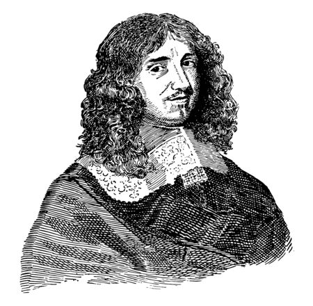 Jean-Baptiste Colbert, 1619-1683, he was a French politician who served as the minister of finances of France from 1665 to 1683, vintage line drawing or engraving illustrationのイラスト素材