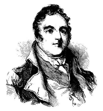 Richard Dale, 1756 - 1826, he was an American naval officer who fought in the Continental Navy, vintage line drawing or engraving illustrationのイラスト素材