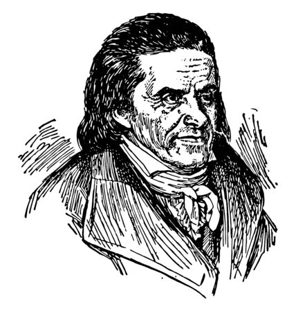 Johann Heinrich Pestalozzi, 1746-1827, he was a Swiss pedagogue and educational reformer, vintage line drawing or engraving illustrationのイラスト素材