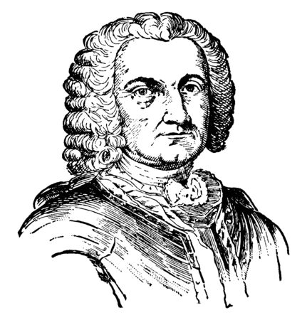 Sieur de Bienville, 1680-1767, he was a colonizer and French governor of Louisiana, vintage line drawing or engraving illustrationのイラスト素材