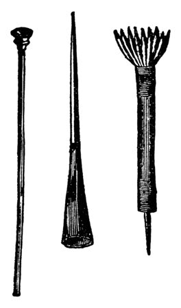 In this image there are three darts, which are used in the game. It's called as Puff and Dart, vintage line drawing or engraving illustration.のイラスト素材