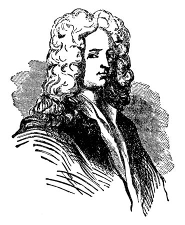 Joseph Addison, 1672-1719, he was an English essayist, poet and politician, vintage line drawing or engraving illustrationのイラスト素材