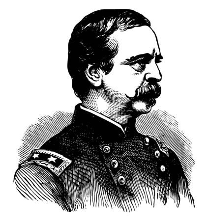 Daniel Edgar Sickles, 1819-1914, he was an American politician, soldier, and diplomat, vintage line drawing or engraving illustrationのイラスト素材